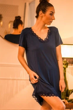 Chemise De Nuit Manche Courte Simply Perfect Marine