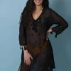 Robe De Plage Noir Transparent Bohème