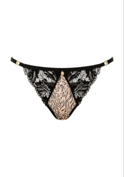 Culotte Caresse Féline -Lingerie Sensuel Boutique atelier amour culotte caresse feline noir dentelle 1