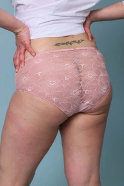 Culotte Haute + Dentelle Rose Poudré 5 Culotte Haute + Dentelle Rose Poudré -Lingerie Sensuel Boutique culotte haute rose avet dentelle 1