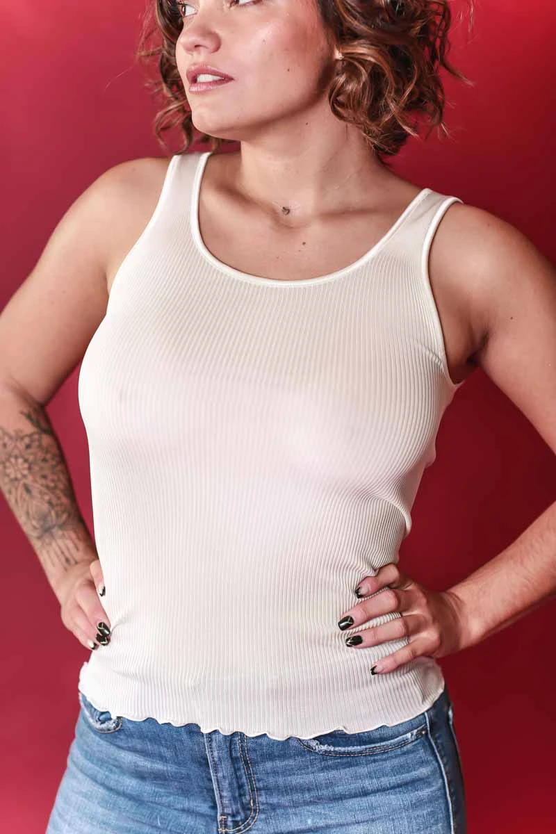Top Sans Manche 100% Soie Ivoire 1 Top Sans Manche 100% Soie Ivoire