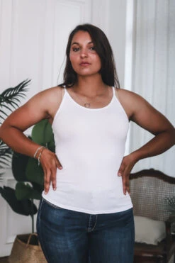 Débardeur Fine Bretelle Coton Blanc