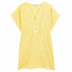 Kaftan Court Jaune 9 Kaftan Court Jaune -Lingerie Sensuel Boutique kaftancotoncreponjauneplage.jpg17
