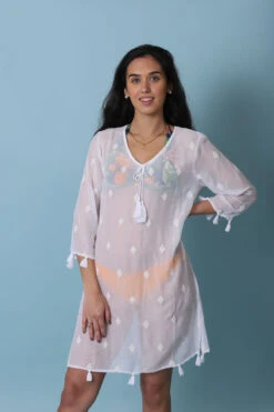 Robe De Plage Blanc Transparent Bohème