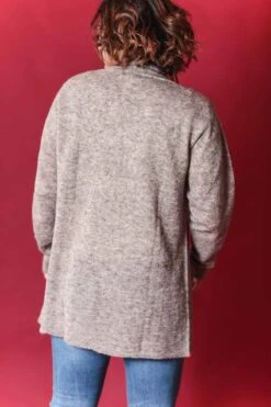 Veste Mis Longue En Laine Alapga Beige Chiné -Lingerie Sensuel Boutique veste laine alpaga oscalito 4